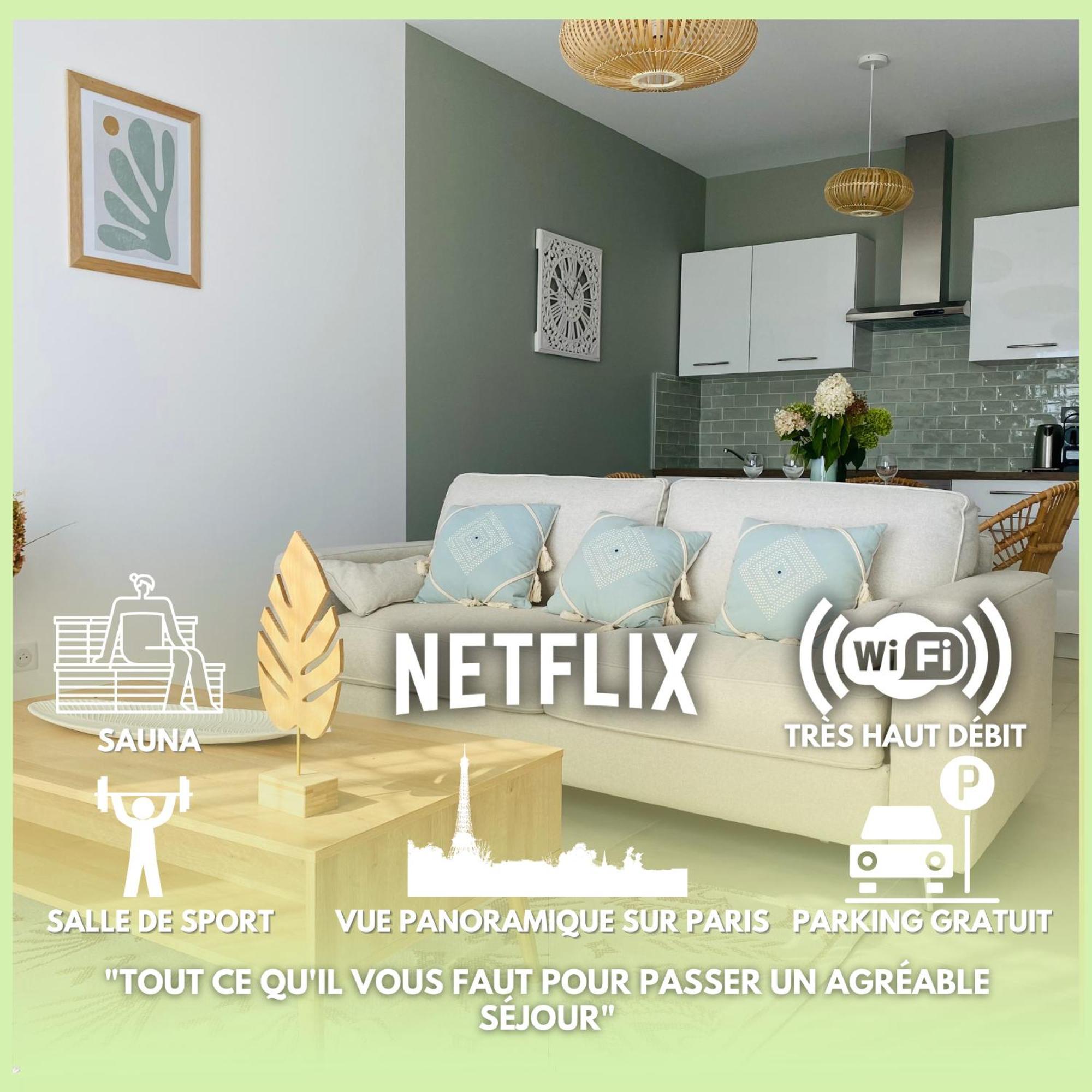 La Villa Perchee Calme, Sauna, Parking Prive Saint-Prix Kültér fotó
